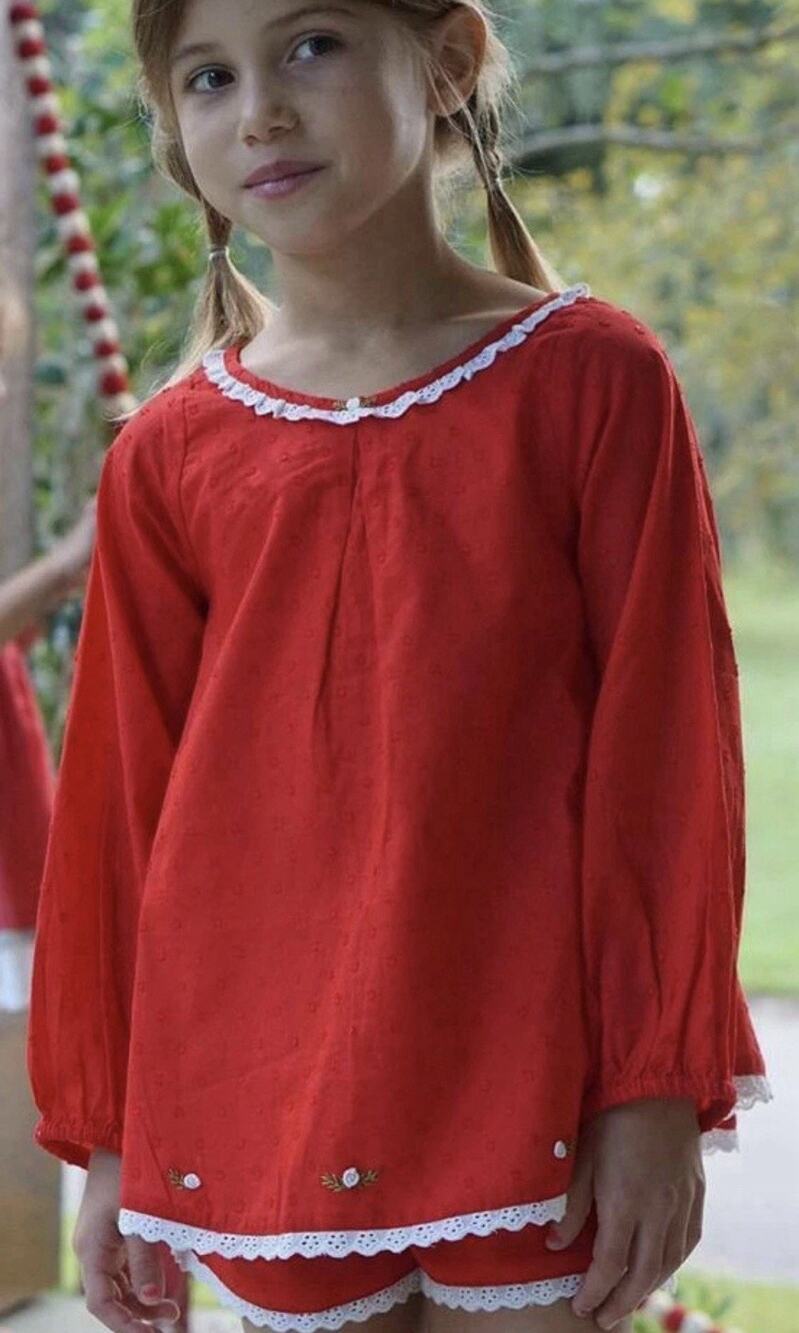 Well Dressed Wolf Red Swiss Dot House Tunic Set Size 8 Christmas Holiday NWT
